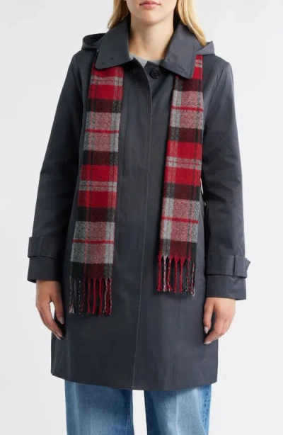 London Fog Short Raincoat With Scarf In Gray