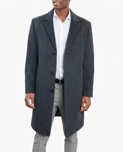 London Fog Signature 42" Single Breasted Wool Jacket In Charcoal In Blue