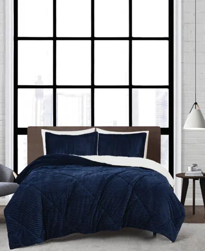 London Fog Signature Corduroy 3-pc. Comforter Set, Full/queen In Blue