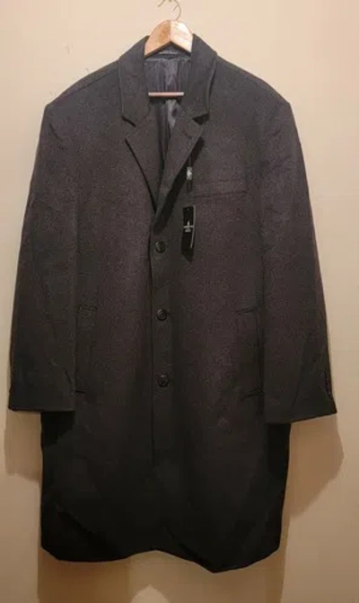 Pre-owned London Fog Signature Men's Wool Blend Dark Charcoal Coat Sz 50r In Gray