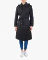 London Fog Double Breasted Raglan Trench Coat In Olive In Black