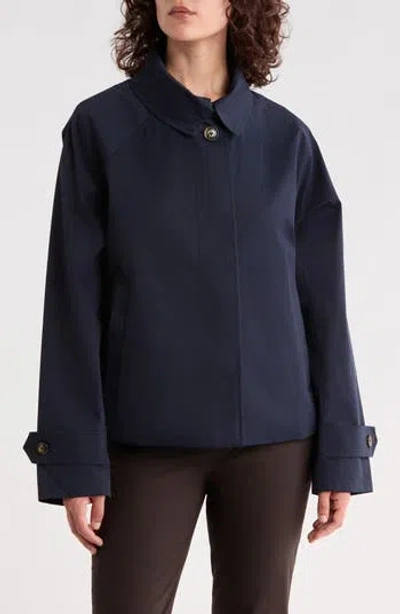 London Fog Single Breasted Short Trench Coat In Blue