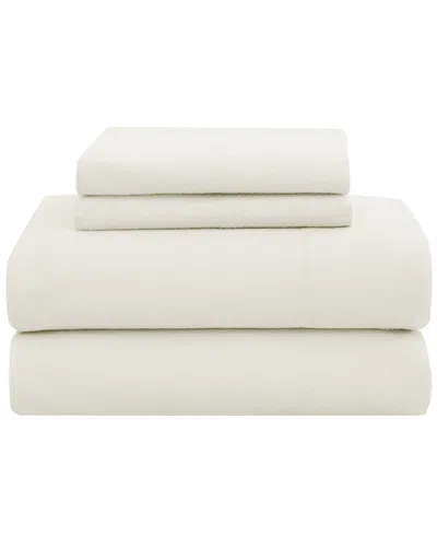 London Fog Solid Flannel Sheet Set In White