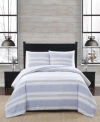 London Fog Stripe Flannel Comforter Sets In Blue