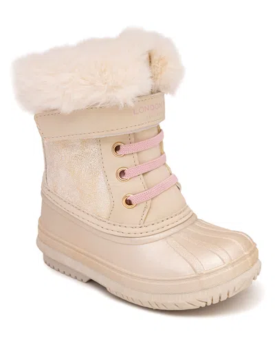 London Fog Kids' Toddler Girls Snowbunn Cold Weather Boot In Cream