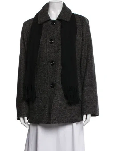 Pre-owned London Fog Tweed Pattern Coat In Black