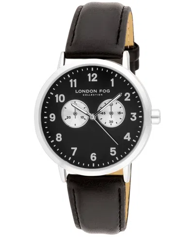 London Fog Unisex Whitehall Black Leather Watch, 40mm