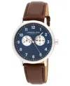 London Fog Unisex Whitehall Brown Leather Watch, 40mm In Brown