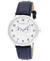 London Fog Unisex Whitehall Navy Leather Watch, 40mm In Navy