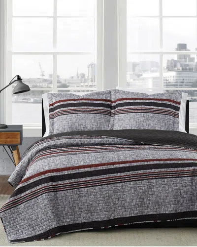 London Fog Warren Stripe Quilt Set In Multi