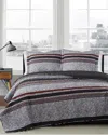 London Fog Warren Stripe Twin Xl 2-piece Quilt Set In Black