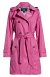 London Fog Water Repellent Belted Trench Coat In Orchid Flower