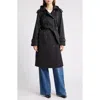 London Fog Water Resistant Belted Trench Coat In Black