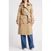 London Fog Water Resistant Belted Trench Coat In British Khaki