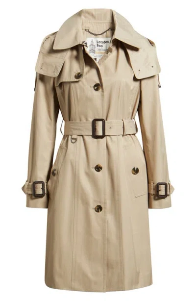 London Fog Water Resistant Belted Trench Coat In Multi