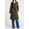 London Fog Water Resistant Belted Trench Coat In Olive