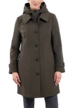 London Fog Water Resistant Bonded Raincoat With Bib Detail In Olive