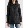 London Fog Water Resistant Quilted Jacket With Removable Hood In Black