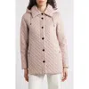 London Fog Water Resistant Quilted Jacket With Removable Hood In Pink