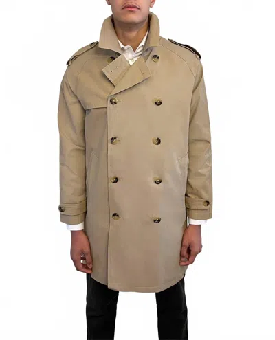 London Fog Westwood Double Breasted Trench Coat In Khaki In Green