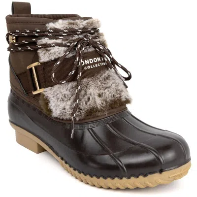London Fog Willette Womens Front Strap Cold Weather Winter & Snow Boots In Brown