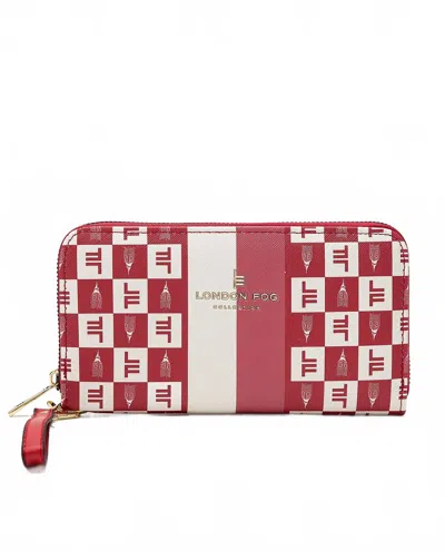 London Fog Women's Adalia Signature Zip Around Wallet In Brick In Red