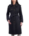 LONDON FOG WOMEN'S BELTED HOODED WATER-RESISTANT TRENCH COAT