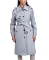 LONDON FOG WOMEN'S BELTED HOODED WATER-RESISTANT TRENCH COAT