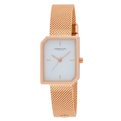 Pre-owned London Fog Women's Cavern 24mm Rectangle Bracelet Mesh Watch (lf054) In Rose Gold