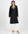 London Fog Women's Double-breasted Belted Trench Coat In Black