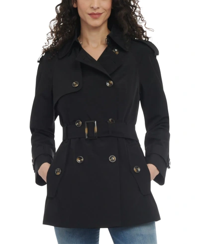 London Fog Women's Double-breasted Belted Trench Coat In Black