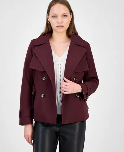 London Fog Women's Double-breasted Belted Trench Coat, Exclusively At Macy's In Burgundy