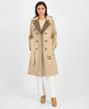 London Fog Women's Double-breasted Belted Trench Coat In Gray