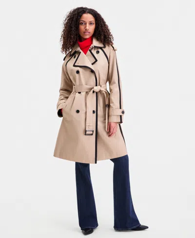 London Fog Women's Double-breasted Belted Trench Coat In Neutral