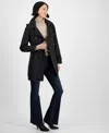 London Fog Water Repellent Belted Trench Coat In Black