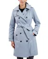 London Fog Women's Double-breasted Hooded Trench Coat, Created For Macy's In Koala Grey