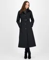 London Fog Women's Hooded Belted Maxi Trench Coat In Black