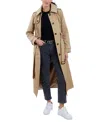 London Fog Women's Single-breasted Hooded Belted Trench Coat In British Khaki