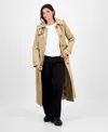 London Fog Women's Hooded Belted Maxi Trench Coat In Brown