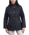 LONDON FOG WOMEN'S HOODED QUILTED WATER-RESISTANT COAT