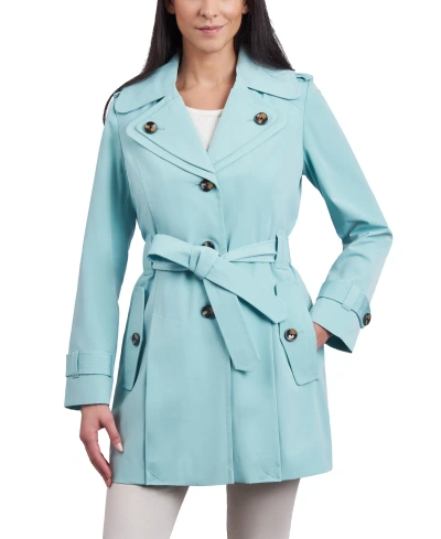 London Fog Women's Single-breasted Hooded Belted Trench Coat In Green Tea