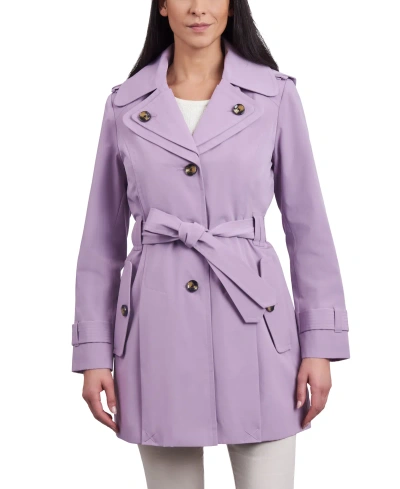 London Fog Women's Petite Single-breasted Belted Trench Coat In Thistle