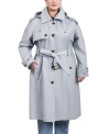LONDON FOG WOMEN'S PLUS SIZE BELTED HOODED WATER-RESISTANT TRENCH COAT