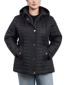 LONDON FOG WOMEN'S PLUS SIZE HOODED QUILTED WATER-RESISTANT COAT