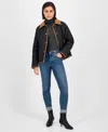London Fog Women's Reversible Quilted Corduroy-trim Coat In Black