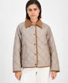London Fog Women's Reversible Quilted Corduroy-trim Coat In Gold