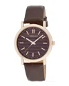 London Fog Shiel 36mm Round Rose Gold Strap Watch In Brown