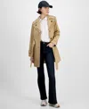 London Fog Women's Single-breasted Hooded Belted Trench Coat In Stone