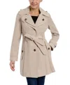 LONDON FOG WOMEN'S SINGLE-BREASTED HOODED BELTED TRENCH COAT