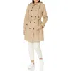 London Fog Women's Stone Khaki Belted Hooded Trench Jacket Coat In Brown